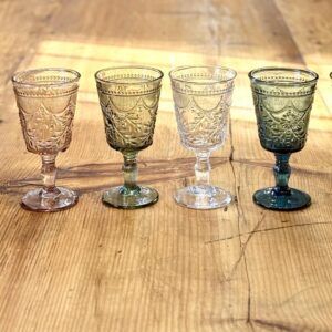 Colored glassware to rent mahaiwe tent